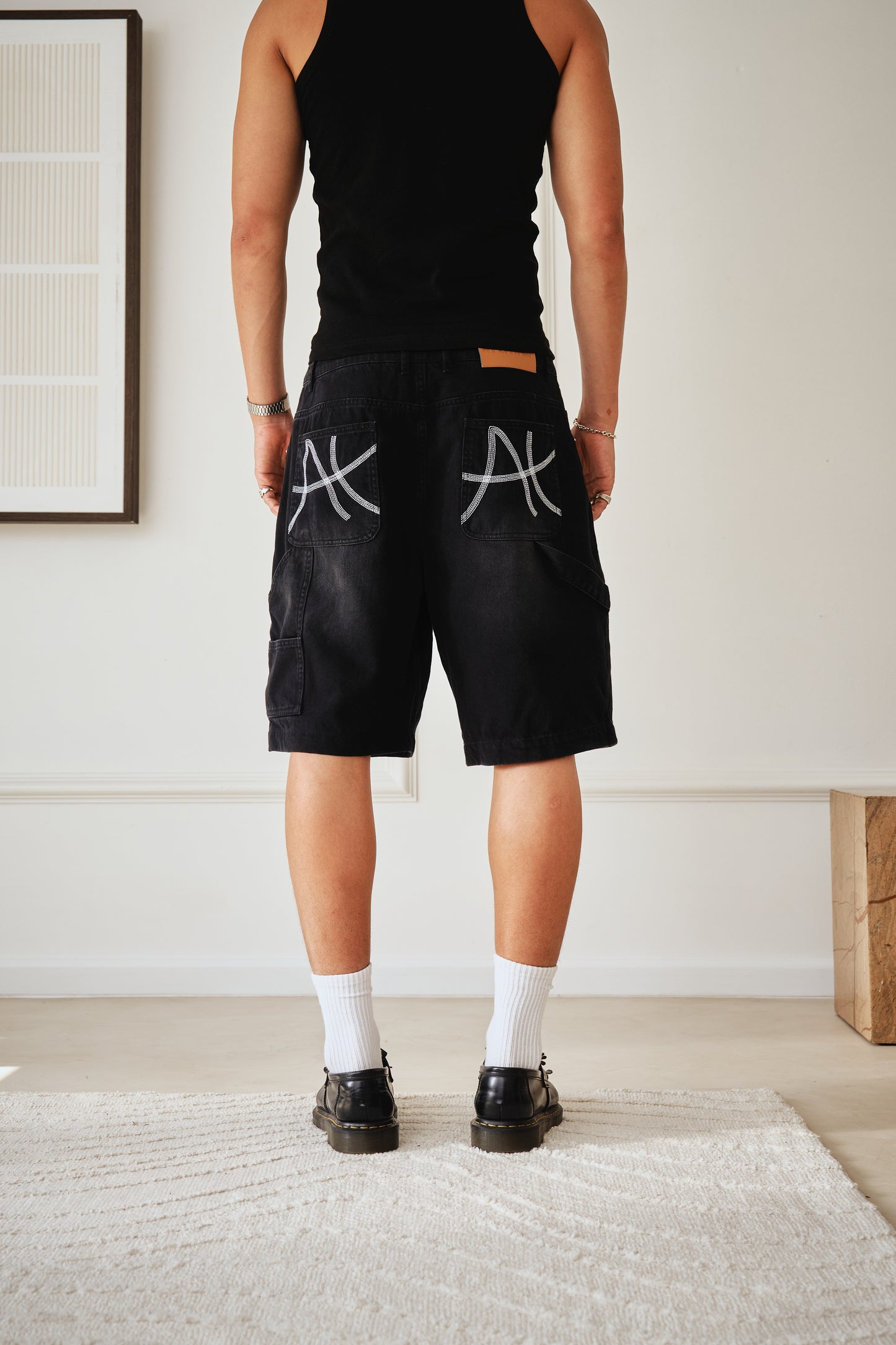 Carpenter Shorts - Washed Black Denim