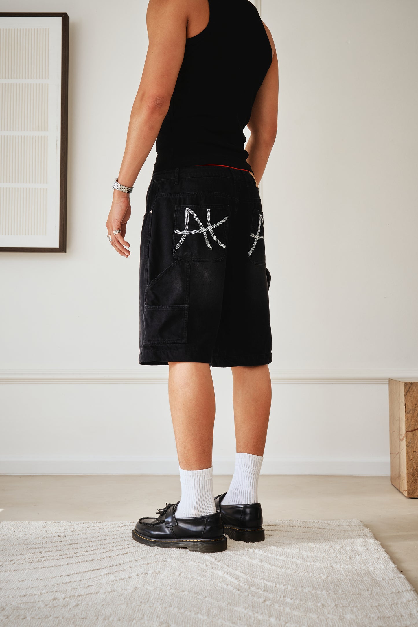 Carpenter Shorts - Washed Black Denim
