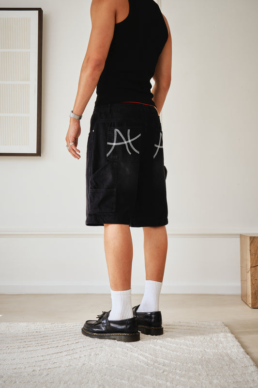 Carpenter Shorts - Washed Black Denim